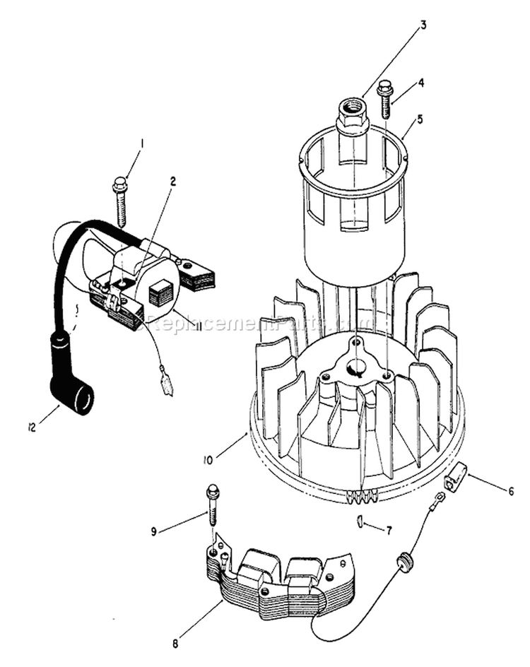 Magneto & Flywheel Assembly Diagram and Parts List for 26626 1000001-1999999 - 1991 Toro Lawn Mower