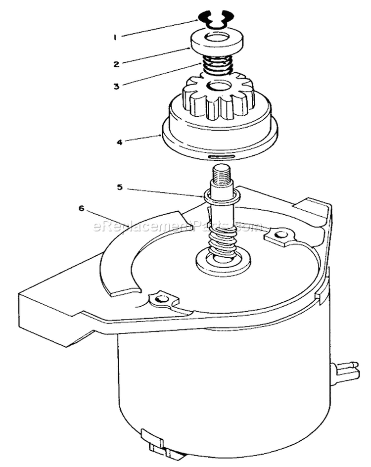 Starter Motor Assembly Diagram and Parts List for 26626 1000001-1999999 - 1991 Toro Lawn Mower
