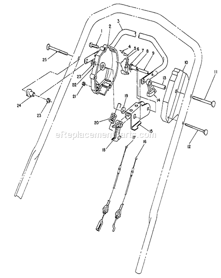 Traction Control Assembly Diagram and Parts List for 26626 1000001-1999999 - 1991 Toro Lawn Mower