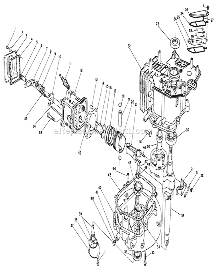 Crankcase Assembly Diagram and Parts List for 26626 1000001-1999999 - 1991 Toro Lawn Mower