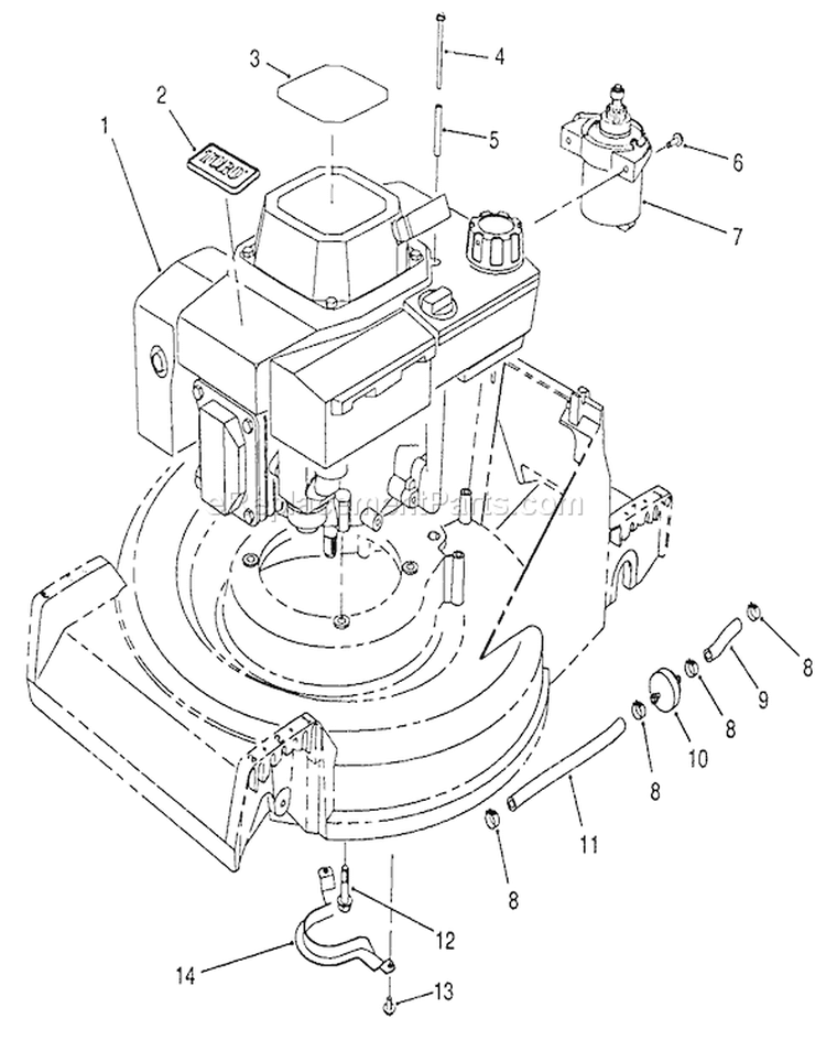 Engine Assembly Diagram and Parts List for 26626 1000001-1999999 - 1991 Toro Lawn Mower