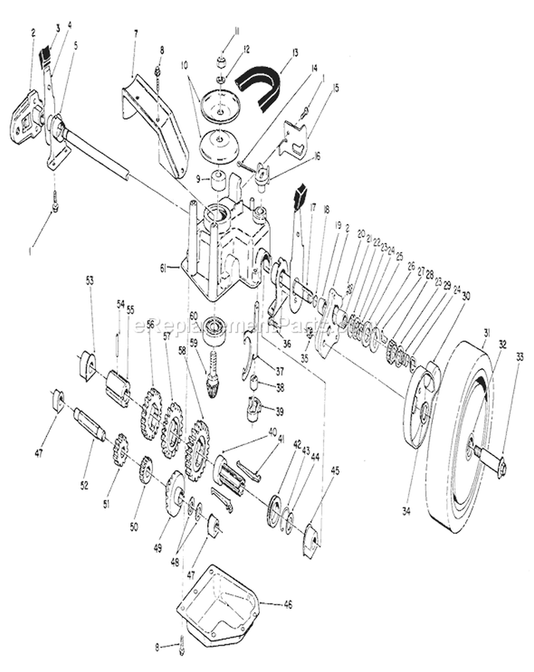 Gear Case Assembly Diagram and Parts List for 26626 1000001-1999999 - 1991 Toro Lawn Mower
