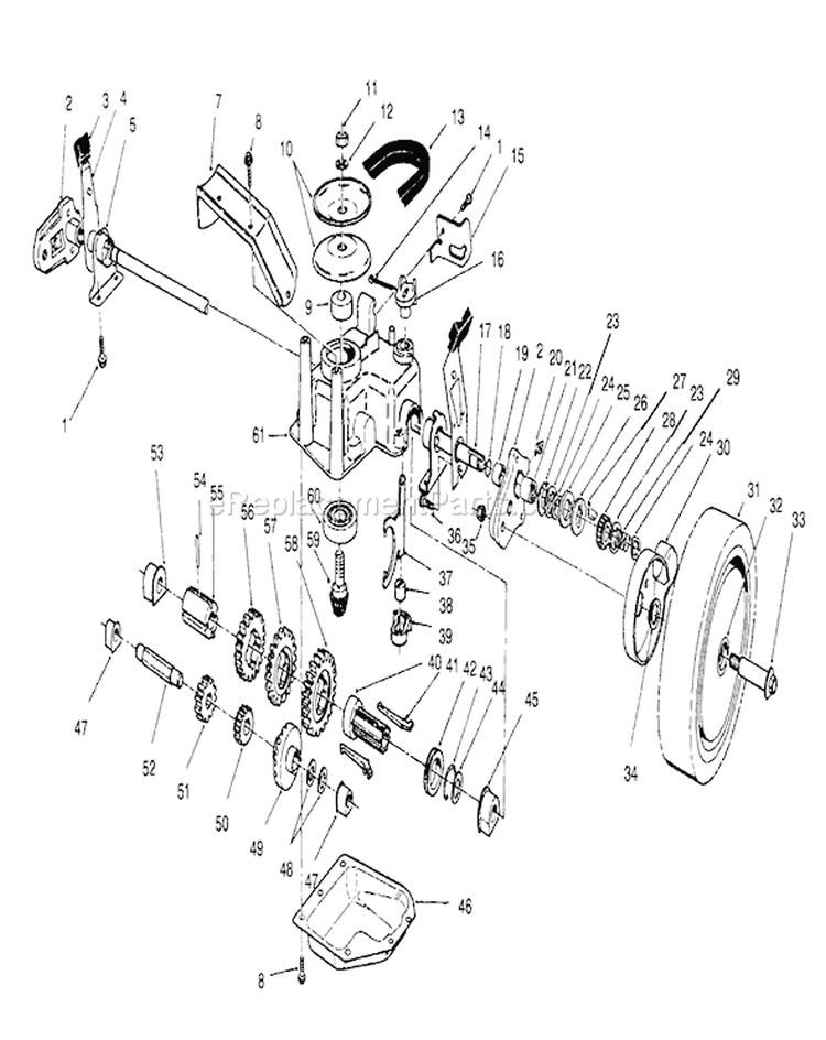 Gear Case Assembly Diagram and Parts List for 26630BC 4900001-4999999 - 1994 Toro Lawn Mower