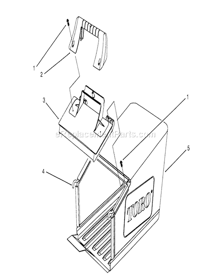 Grass Bag Assembly Diagram and Parts List for 26630BC 4900001-4999999 - 1994 Toro Lawn Mower