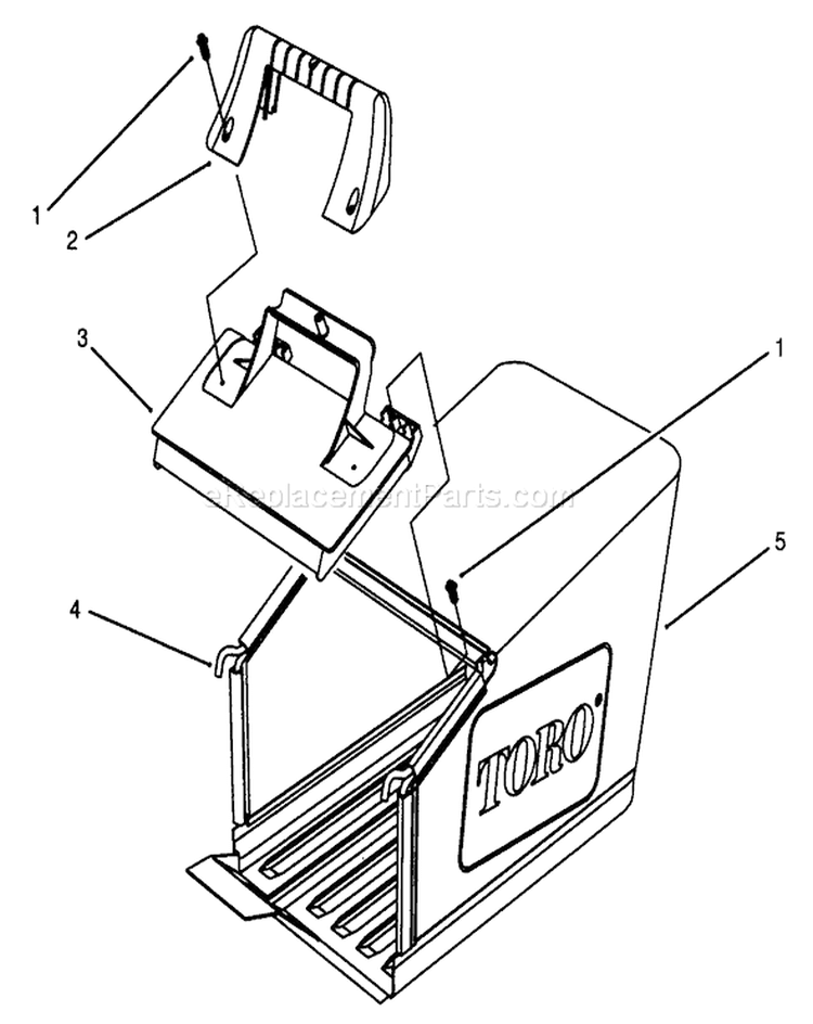 Grass Bag Assembly Diagram and Parts List for 26630BC 5900001-5999999 - 1995 Toro Lawn Mower