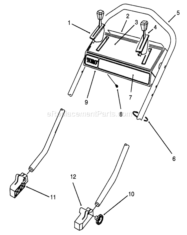 Handle Assembly Diagram and Parts List for 26630B 3900001-3999999 - 1993 Toro Lawn Mower