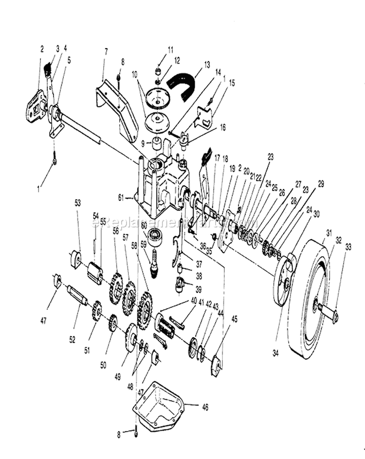 Gear Case Assembly Diagram and Parts List for 26630B 4900001-4999999 - 1994 Toro Lawn Mower