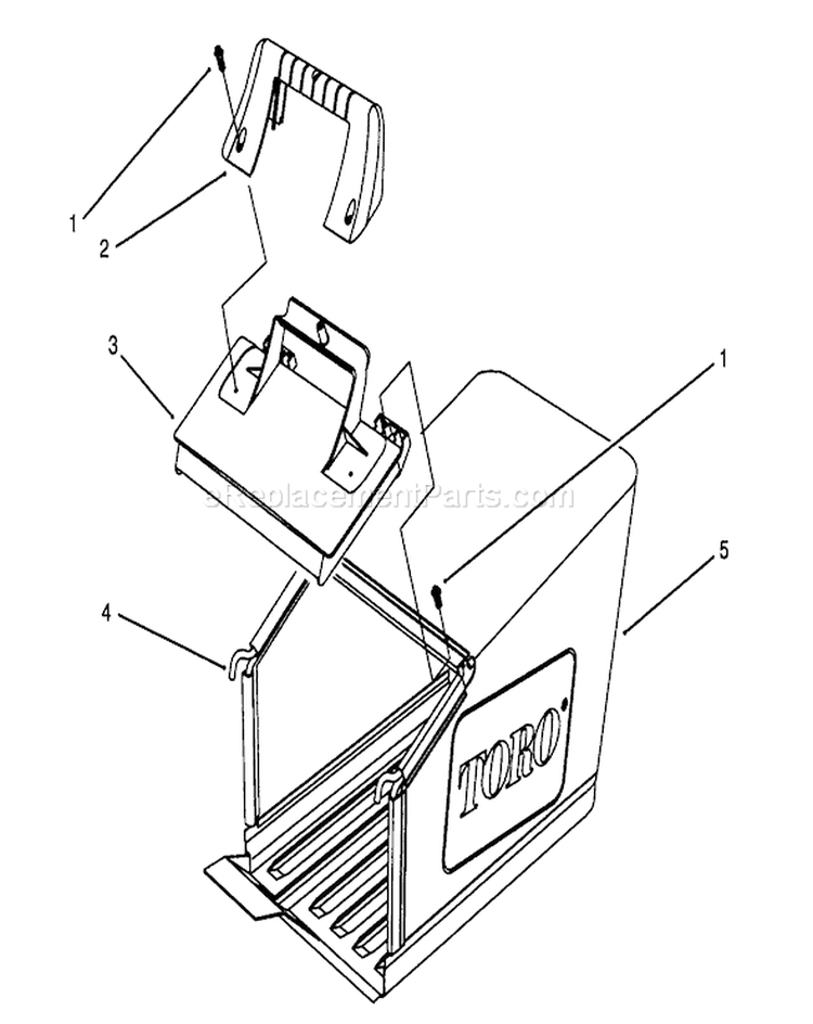 Grass Bag Assembly Diagram and Parts List for 26630B 4900001-4999999 - 1994 Toro Lawn Mower