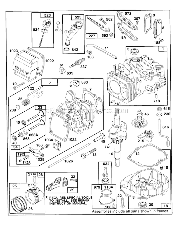 Engine Gts-150 Diagram and Parts List for 26631BC 5900001-5999999 - 1995 Toro Lawn Mower