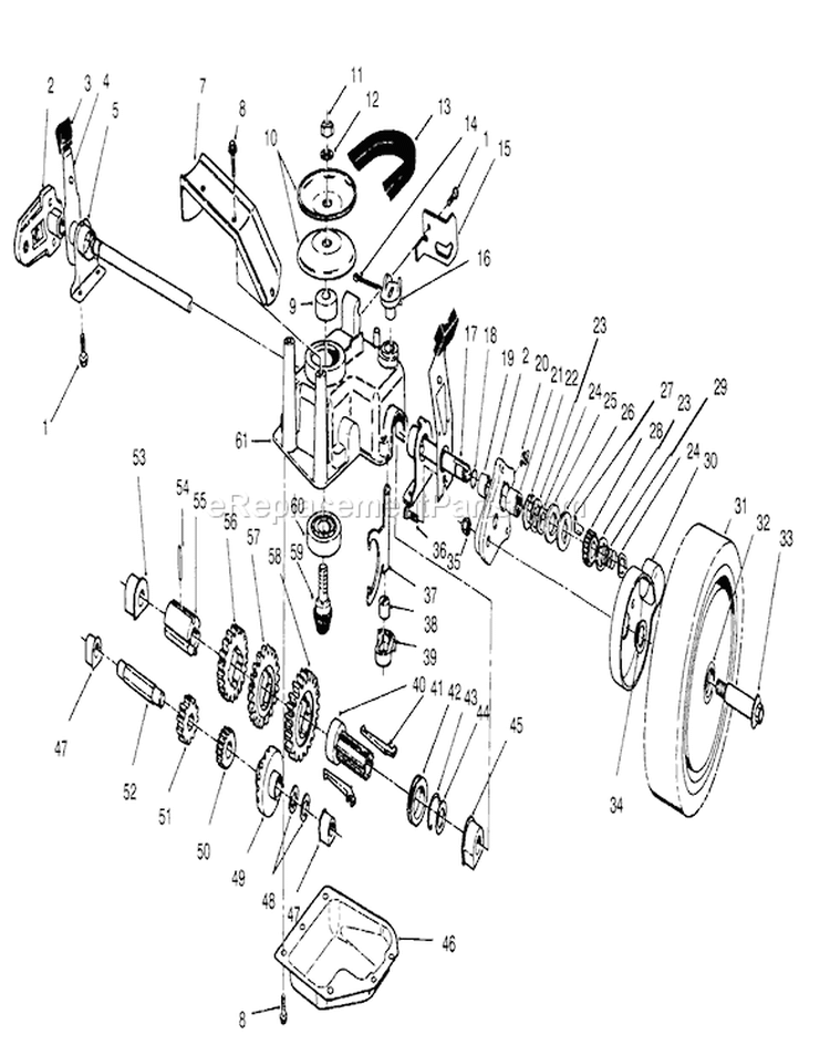Gear Case Assembly Diagram and Parts List for 26631BC 5900001-5999999 - 1995 Toro Lawn Mower