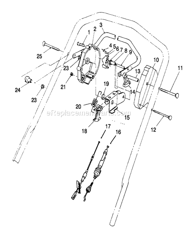Traction Control Assembly Diagram and Parts List for 26631B 3900001-3999999 - 1993 Toro Lawn Mower