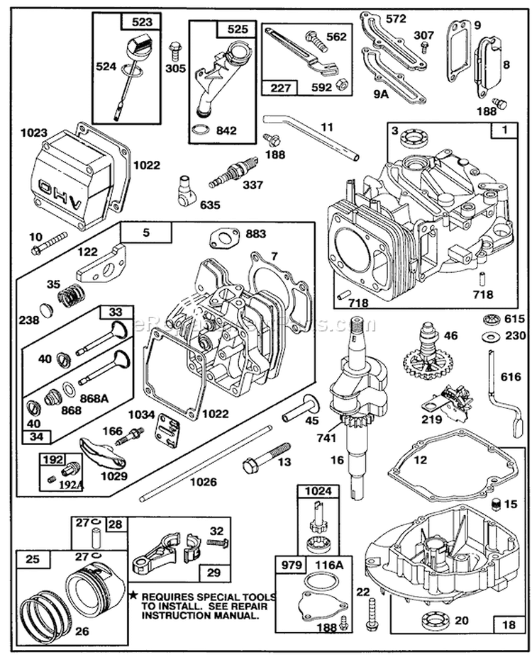 Engine Gts-150 Diagram and Parts List for 26631B 3900001-3999999 - 1993 Toro Lawn Mower