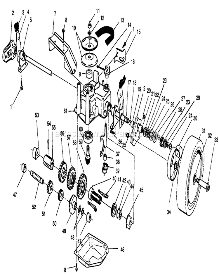Gear Case Assembly Diagram and Parts List for 26631B 3900001-3999999 - 1993 Toro Lawn Mower