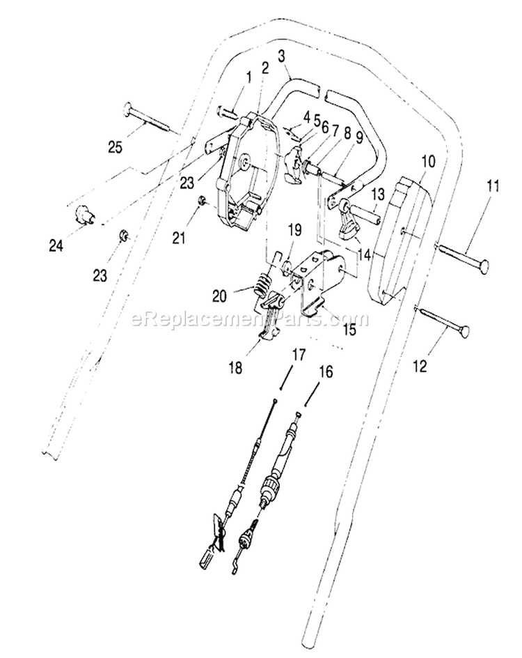 Traction Control Assembly Diagram and Parts List for 26631B 4900001-4999999 - 1994 Toro Lawn Mower
