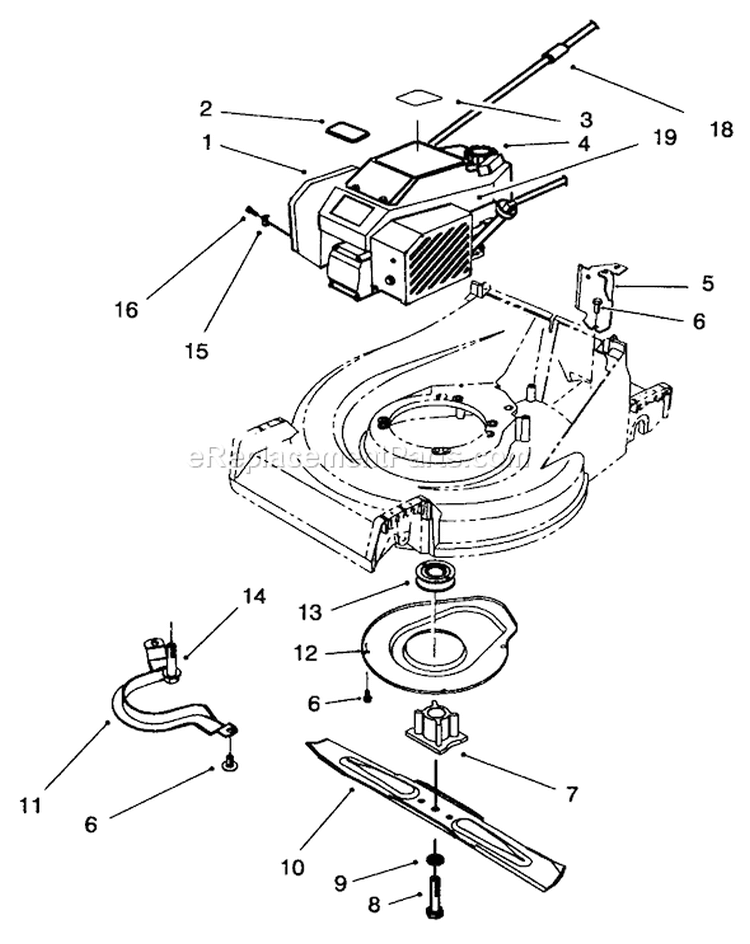 Engine Assembly Diagram and Parts List for 26632B 6900001-6999999 - 1996 Toro Lawn Mower
