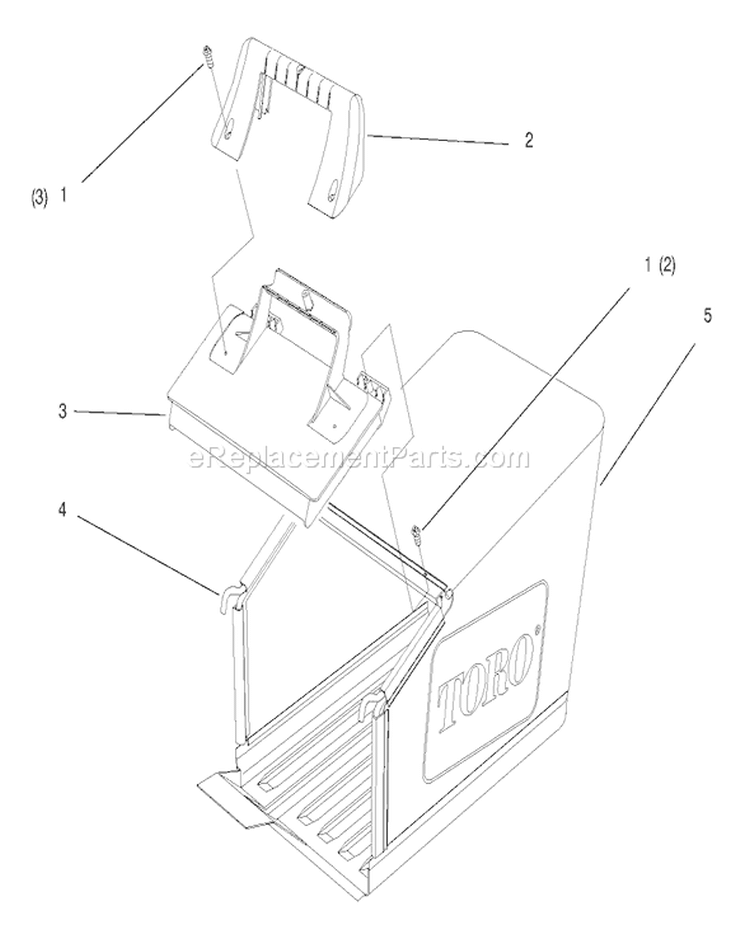 Bag Assembly Diagram and Parts List for 26633B 6900001-6999999 - 1996 Toro Lawn Mower