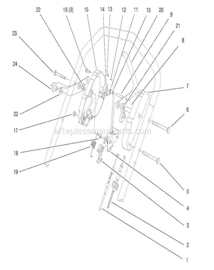 Traction Control Assembly Diagram and Parts List for 26633 7900001-7999999 - 1997 Toro Lawn Mower
