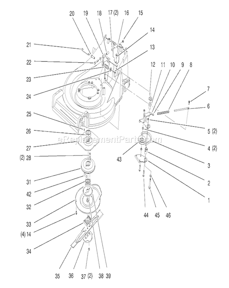 Blade And Brake Assembly Diagram and Parts List for 26633 7900001-7999999 - 1997 Toro Lawn Mower