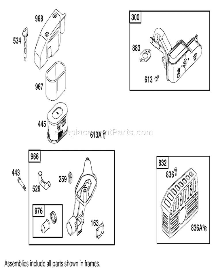 Air Cleaner Assembly Diagram and Parts List for 26634 210000001-210999999 - 2001 Toro Lawn Mower