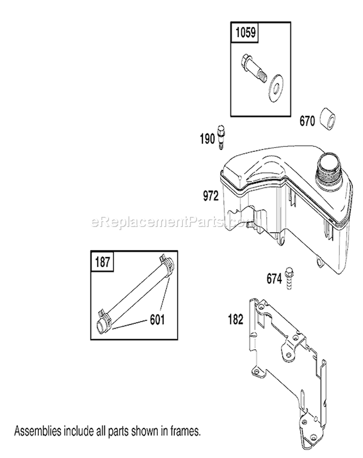 Fuel Tank Assembly Diagram and Parts List for 26634 210000001-210999999 - 2001 Toro Lawn Mower