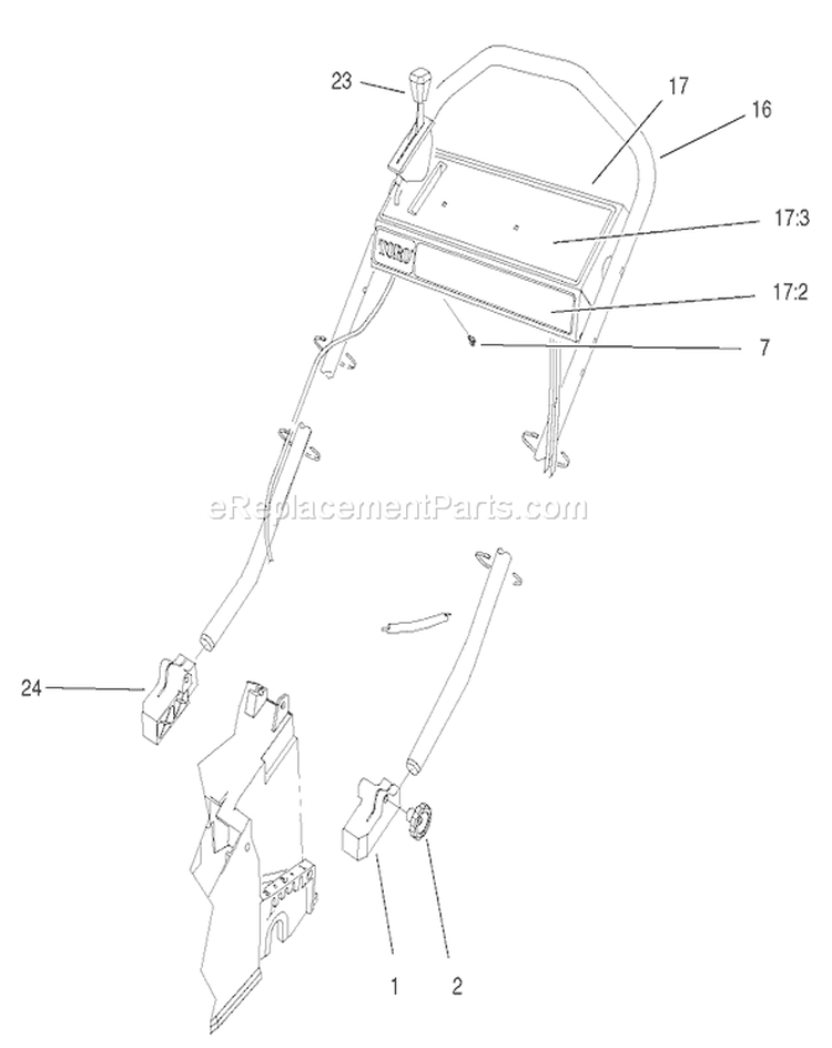 Handle Assembly Diagram and Parts List for 26634 210000001-210999999 - 2001 Toro Lawn Mower