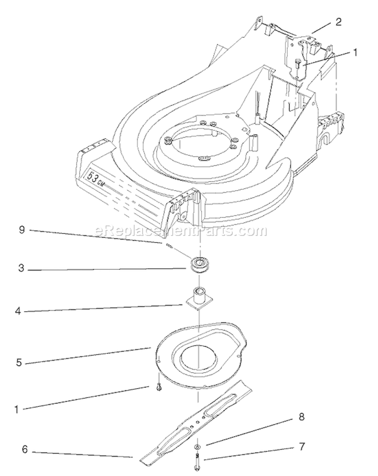 Blade and Brake Assembly Diagram and Parts List for 26634 210000001-210999999 - 2001 Toro Lawn Mower