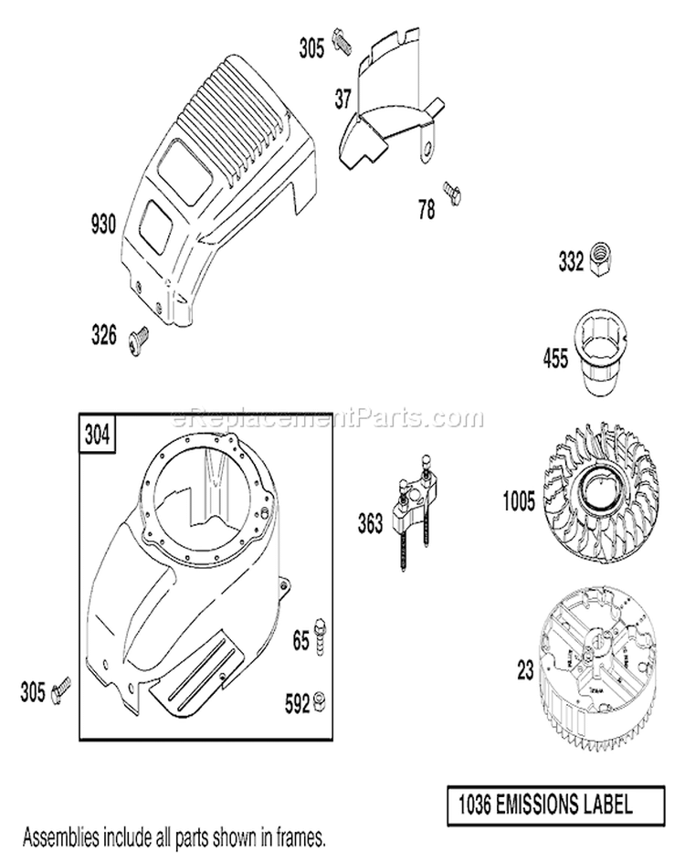 Blower Housing and Flywheel Assembly Diagram and Parts List for 26634 210000001-210999999 - 2001 Toro Lawn Mower