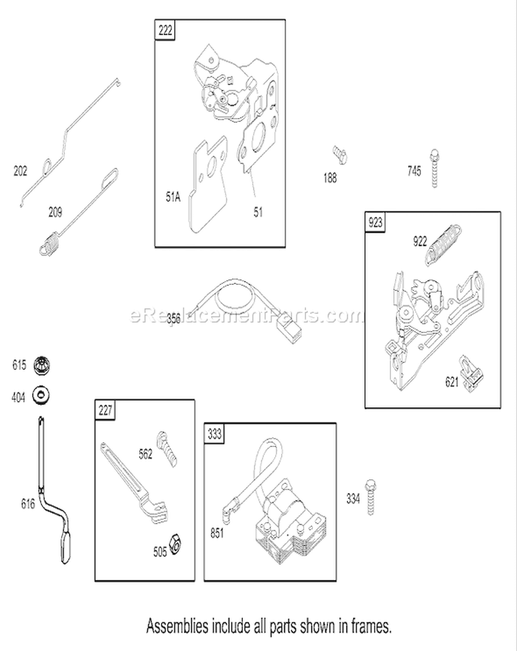 Governor Assembly Diagram and Parts List for 26634 250000001-250999999 - 2005 Toro Lawn Mower
