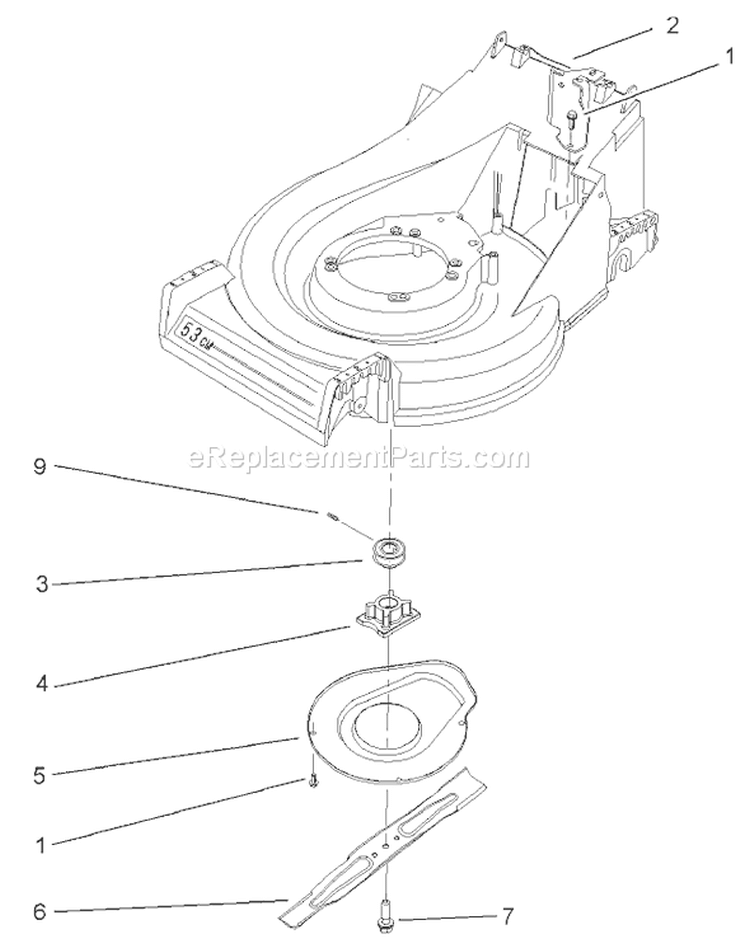 Blade and Brake Assembly Diagram and Parts List for 26634 250000001-250999999 - 2005 Toro Lawn Mower