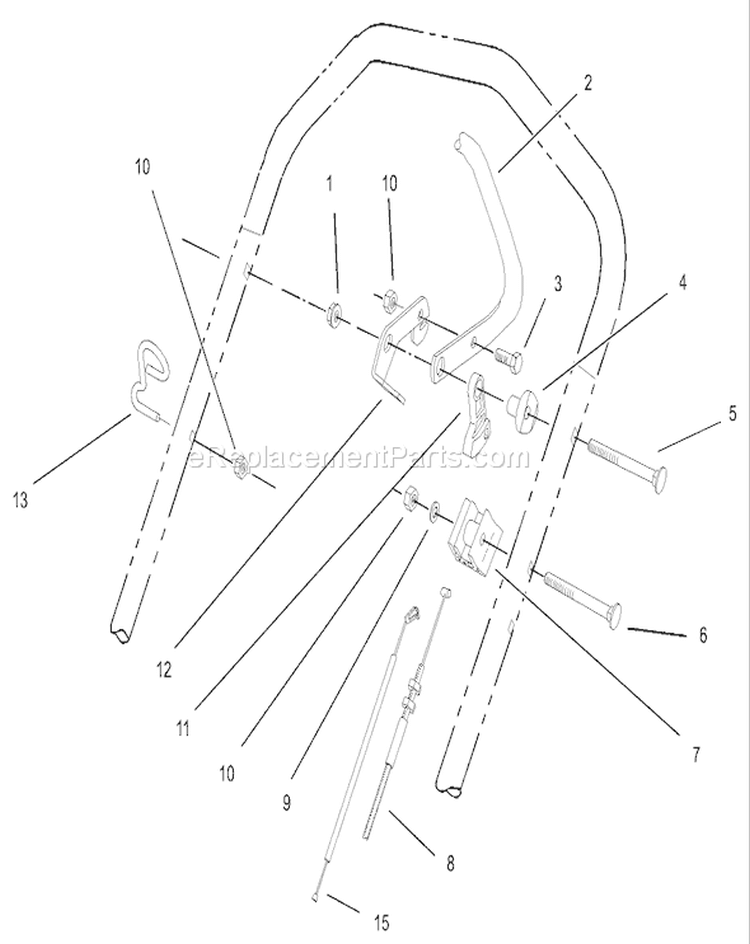 Control Assembly Diagram and Parts List for 26634 250000001-250999999 - 2005 Toro Lawn Mower