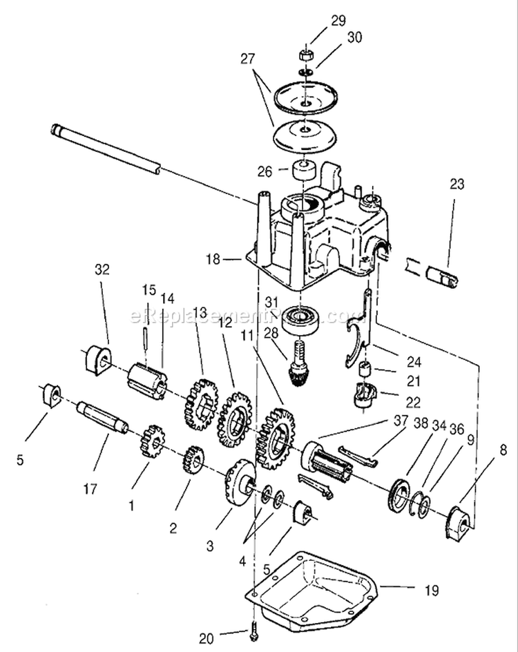 Gearcase Assembly No. 62-6673 Diagram and Parts List for 26634 280000001-280999999 - 2008 Toro Lawn Mower