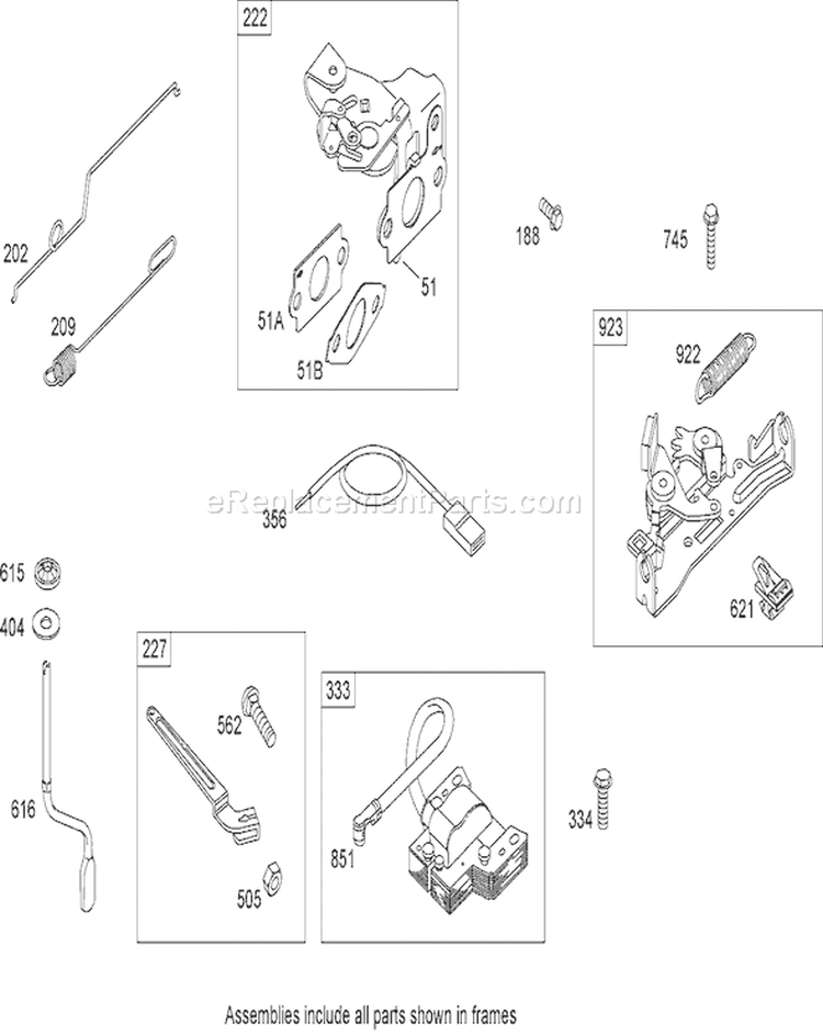 Governor Assembly Diagram and Parts List for 26634 280000001-280999999 - 2008 Toro Lawn Mower