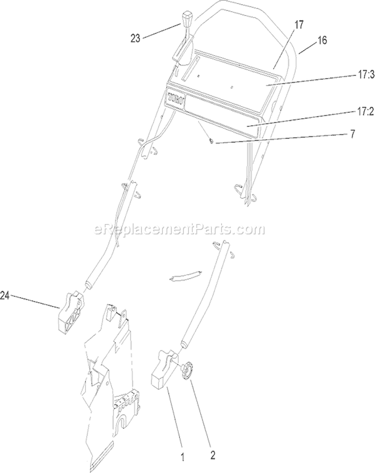 Handle Assembly Diagram and Parts List for 26634 280000001-280999999 - 2008 Toro Lawn Mower