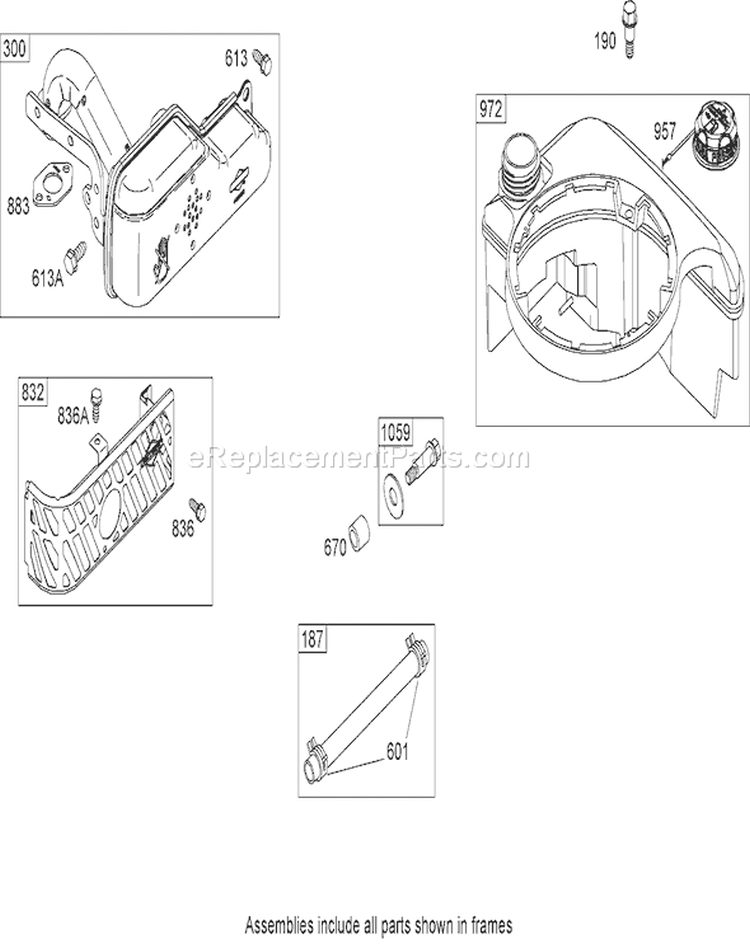 Muffler and Fuel Tank Assembly Diagram and Parts List for 26634 280000001-280999999 - 2008 Toro Lawn Mower