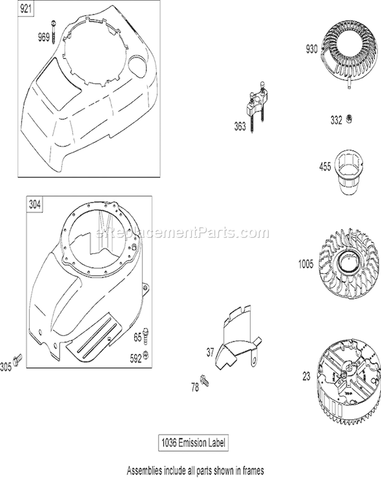 Blower Housing Assembly Diagram and Parts List for 26634 280000001-280999999 - 2008 Toro Lawn Mower