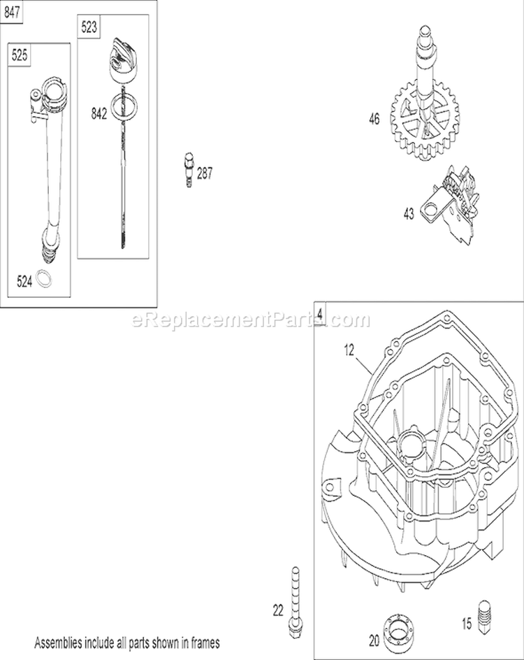Crankcase Assembly Diagram and Parts List for 26634 280000001-280999999 - 2008 Toro Lawn Mower