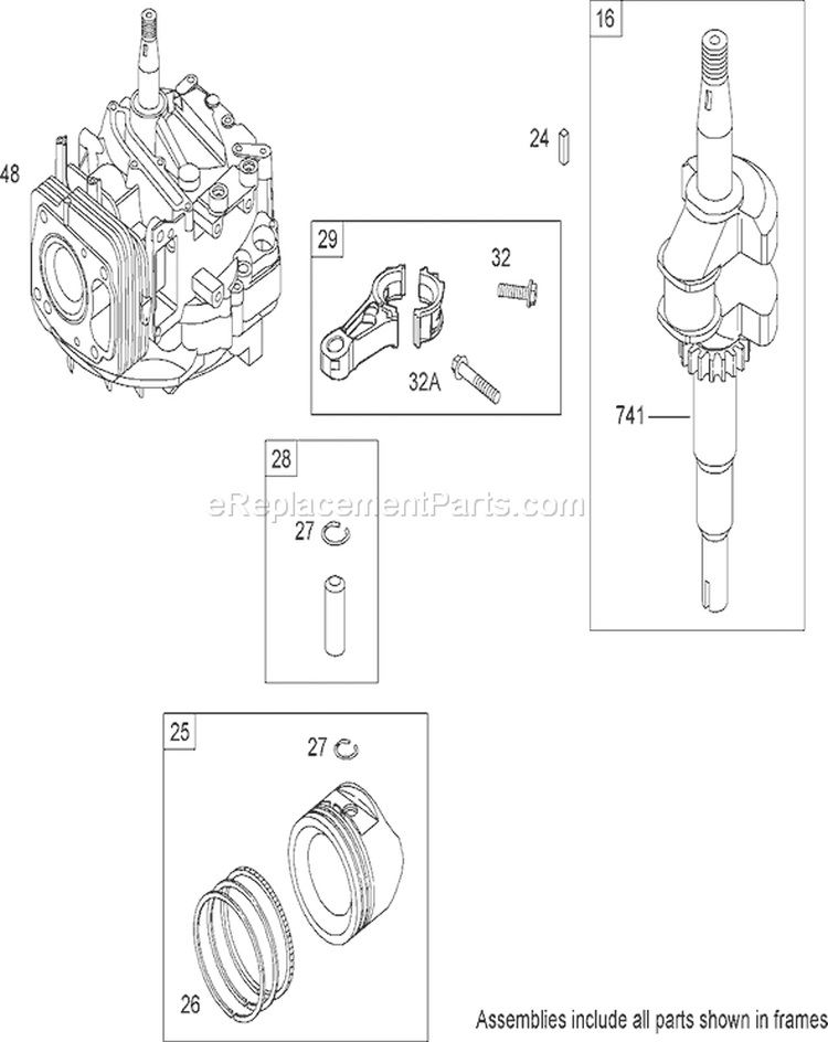 Crankshaft Assembly Diagram and Parts List for 26634 280000001-280999999 - 2008 Toro Lawn Mower