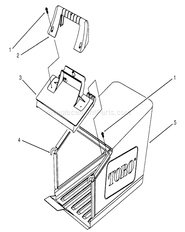 Grass Bag Assembly Diagram and Parts List for 26635BC 5900001-5999999 - 1995 Toro Lawn Mower