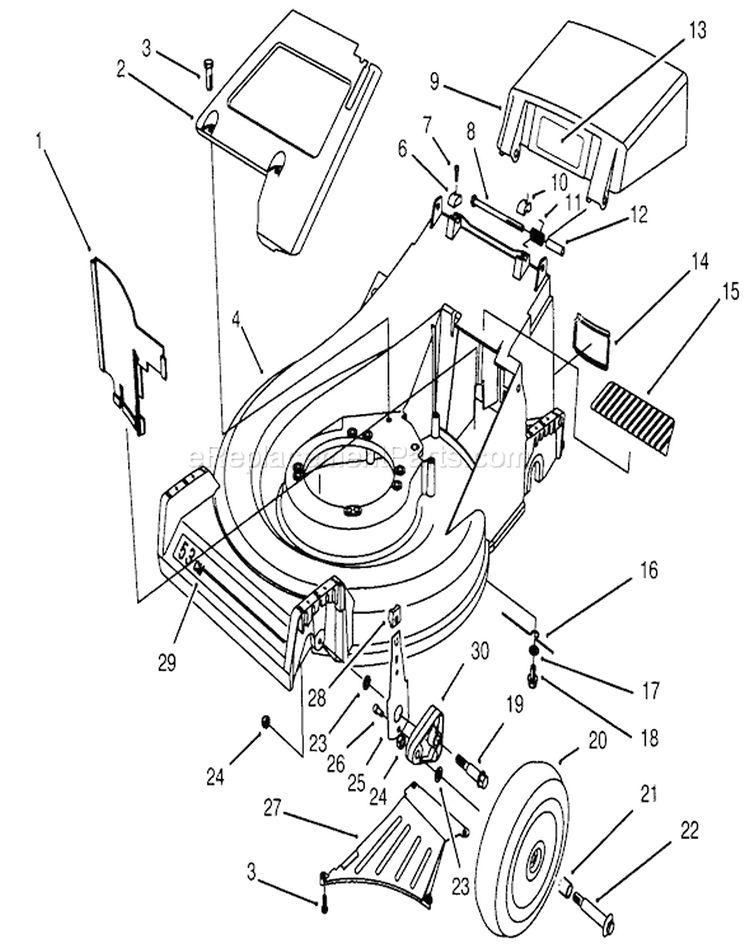Housing Assembly Diagram and Parts List for 26635BC 5900001-5999999 - 1995 Toro Lawn Mower
