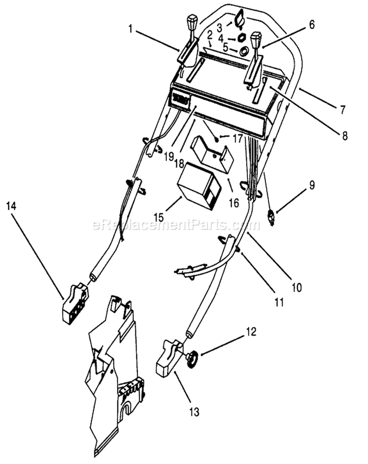 Handle Assembly Diagram and Parts List for 26635BG 3900001-3999999 - 1993 Toro Lawn Mower