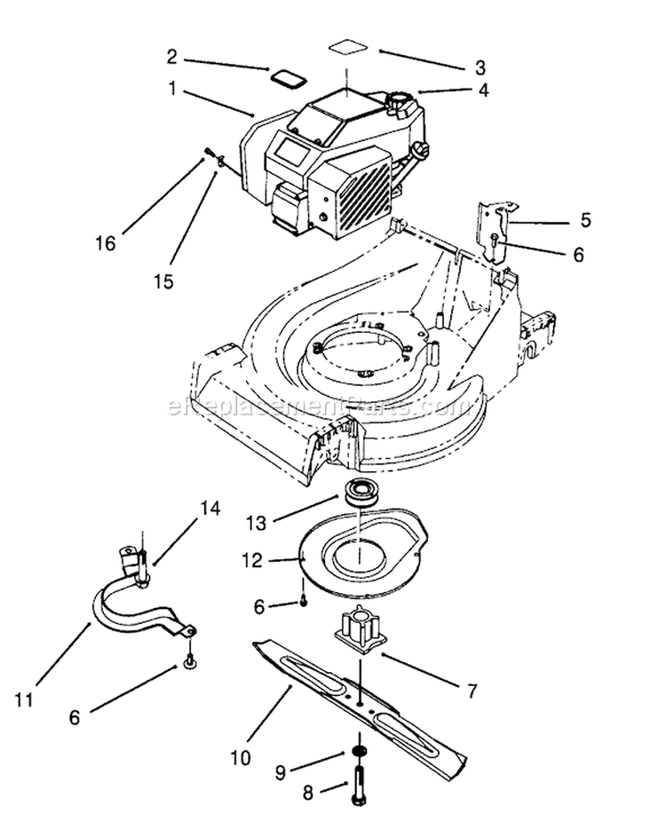 Engine Assembly Diagram and Parts List for 26635B 4900001-4999999 - 1994 Toro Lawn Mower
