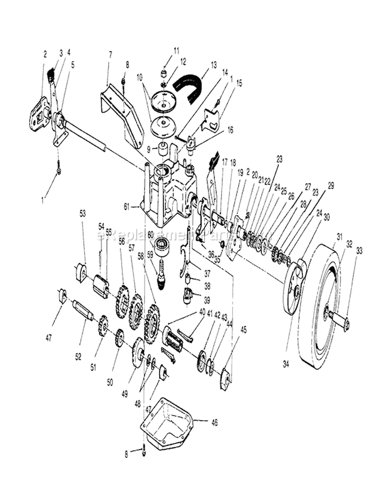 Gear Case Assembly Diagram and Parts List for 26635B 4900001-4999999 - 1994 Toro Lawn Mower