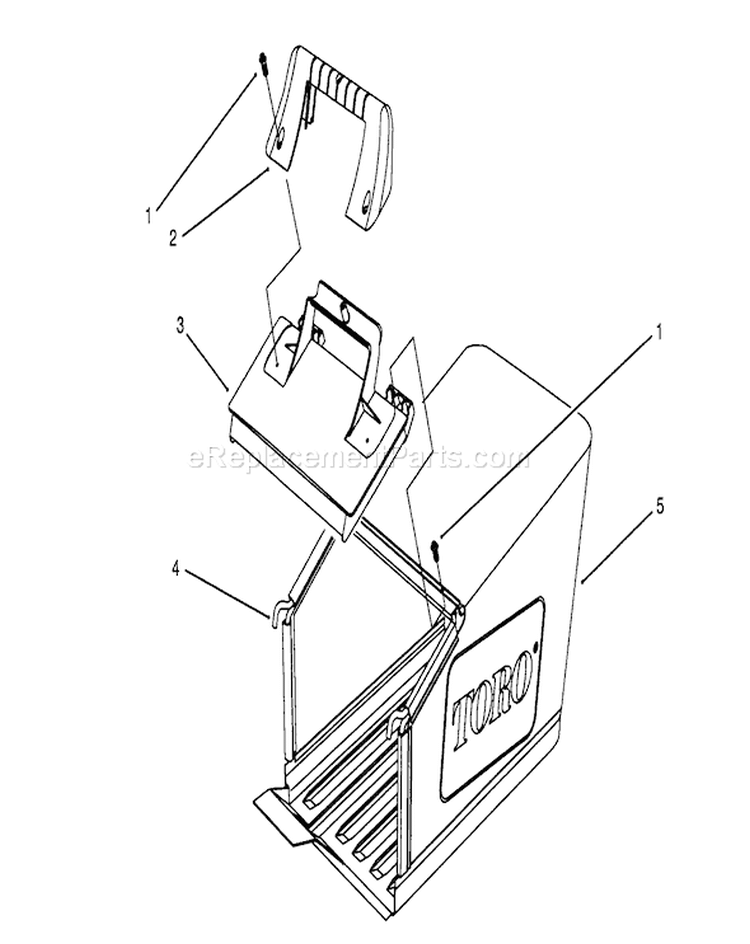 Grass Bag Assembly Diagram and Parts List for 26635B 4900001-4999999 - 1994 Toro Lawn Mower