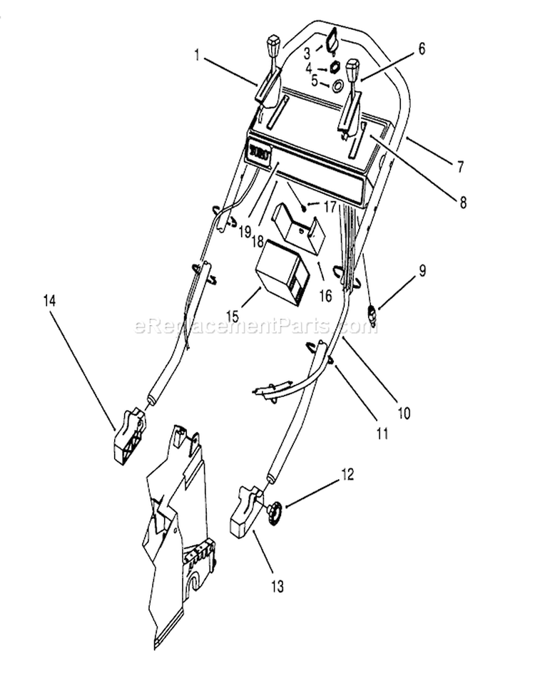 Handle Assembly Diagram and Parts List for 26635B 4900001-4999999 - 1994 Toro Lawn Mower