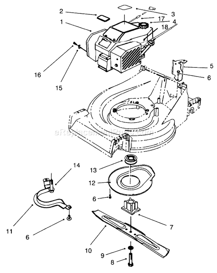 Engine Assembly Diagram and Parts List for 26636B 6900001-6999999 - 1996 Toro Lawn Mower
