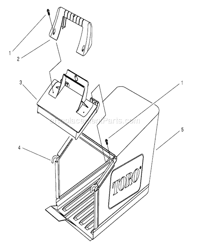 Grass Bag Assembly Diagram and Parts List for 26636 7900001-7999999 - 1997 Toro Lawn Mower