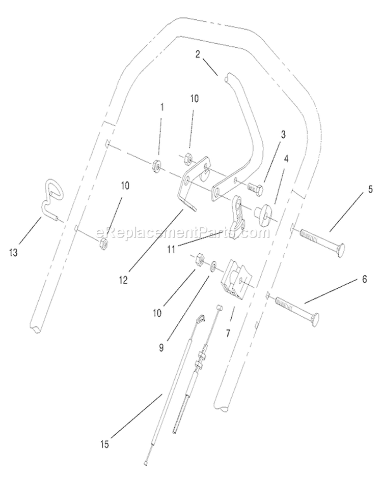 Handle Control Assembly Diagram and Parts List for 26637 8900001-8999999 - 1998 Toro Lawn Mower