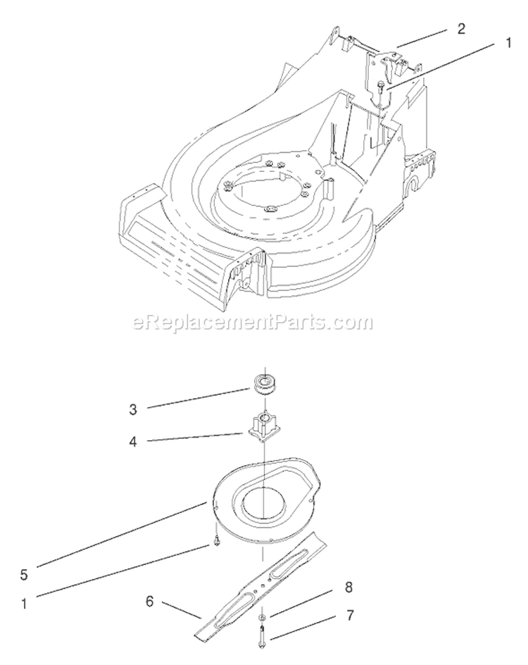 Blade Assembly Diagram and Parts List for 26637 8900001-8999999 - 1998 Toro Lawn Mower