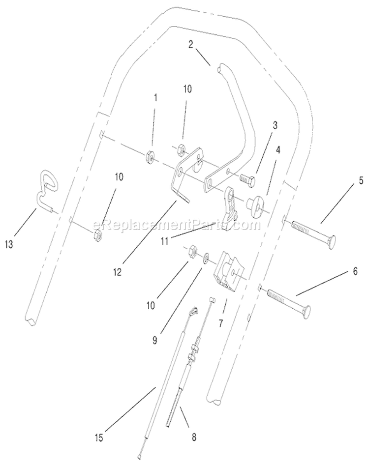 Handle Control Assembly Diagram and Parts List for 26637 9900001-9999999 - 1999 Toro Lawn Mower