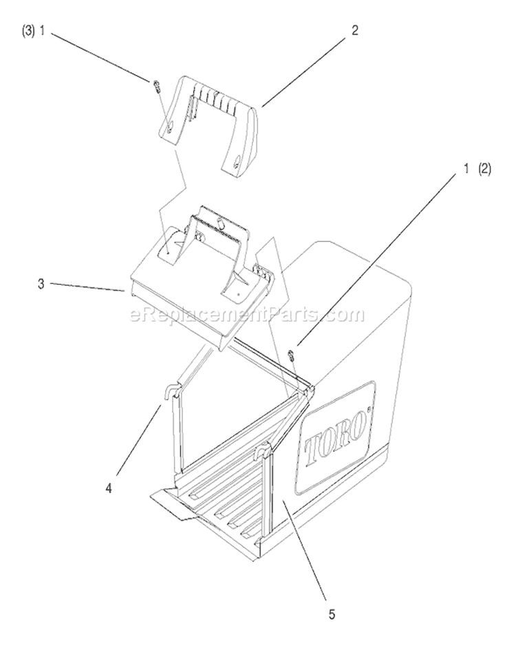 Grass Bag Assembly Diagram and Parts List for 26638 8900001-8999999 - 1998 Toro Lawn Mower
